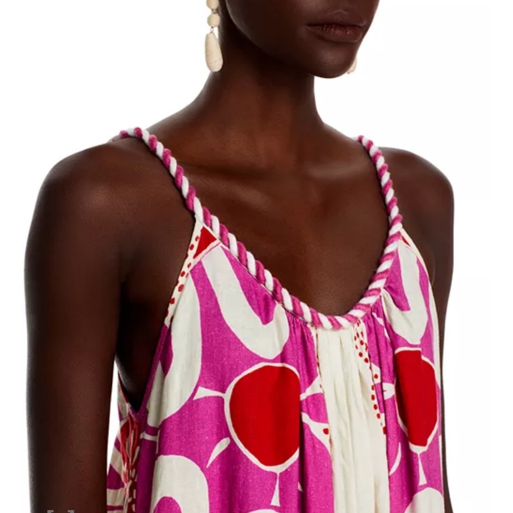 Farm Rio Maia Rope Trim Cotton Jumpsuit Pink Floral S - Picture 2 of 11